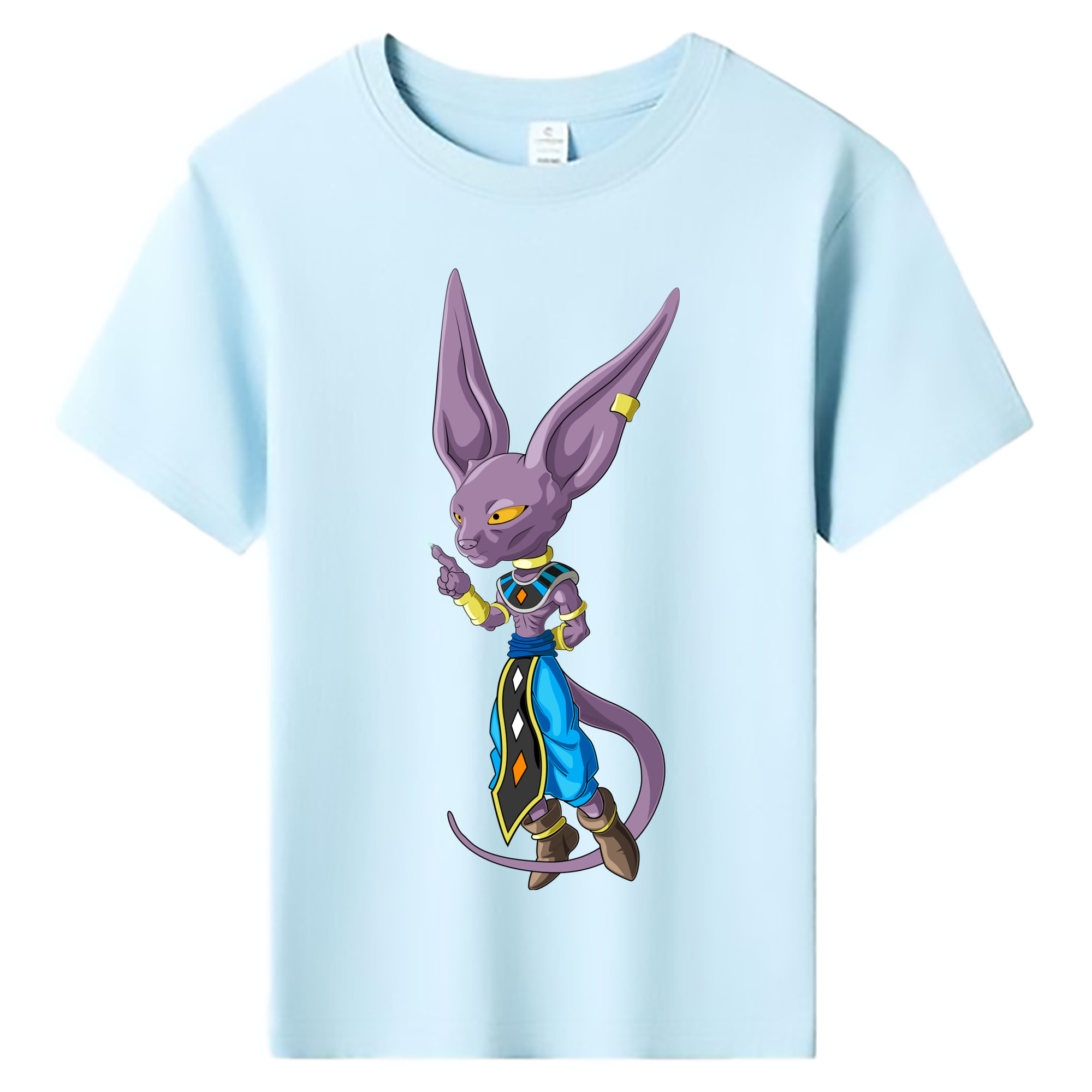 （画像用） ドラゴンボール ビルス 破壊神ビルス DRAGON BALL Beerus Birusu 綿100％キッズTシャツ（フロントプリント）